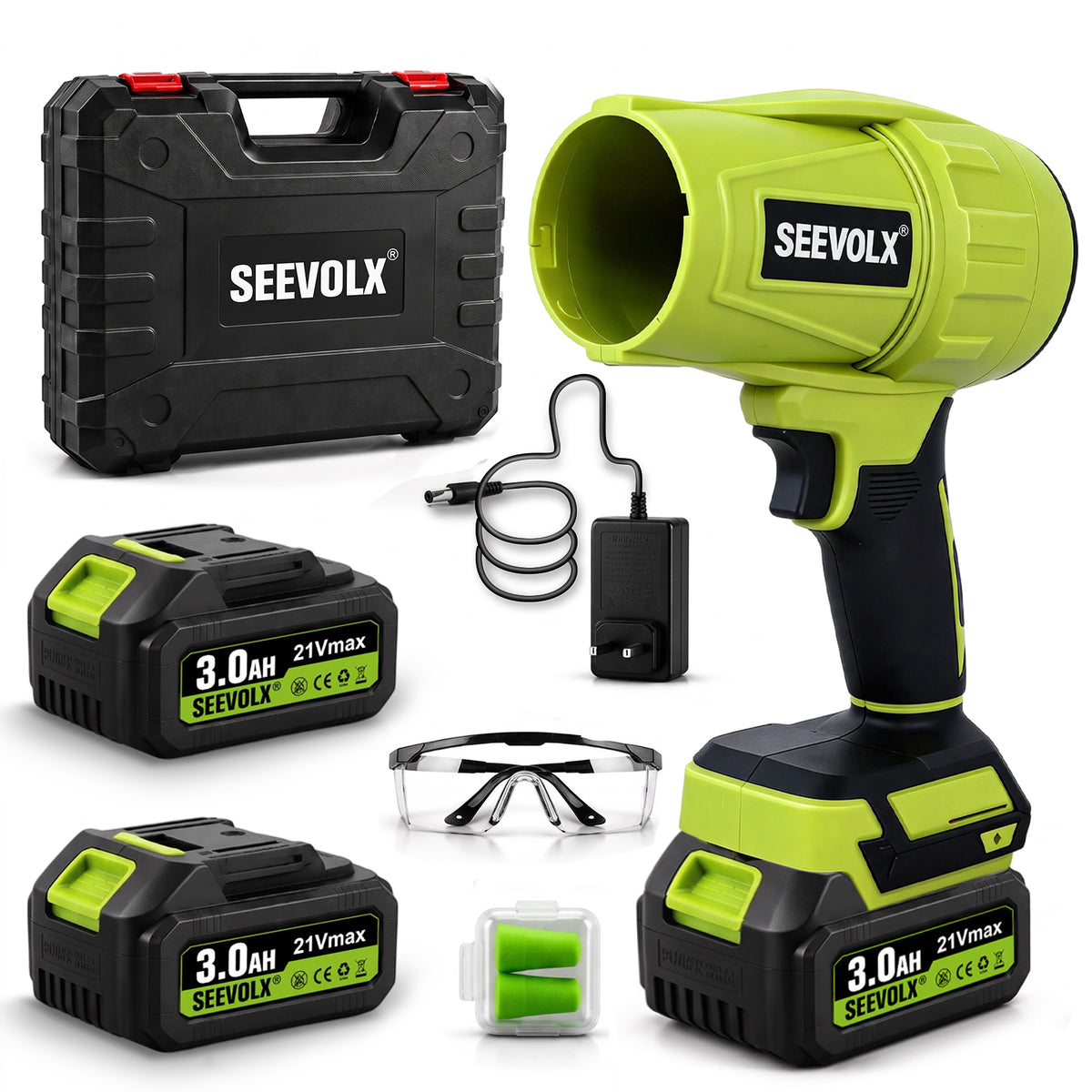 SEEVOLX 1500G Brushless Handheld Cordless Turbor With 2* 21V 3.0AH Battery